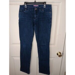 Vineyard Vines Women Jeans Size 4 Blue Dark Wash Stretch Low-Rise 31" Inseam